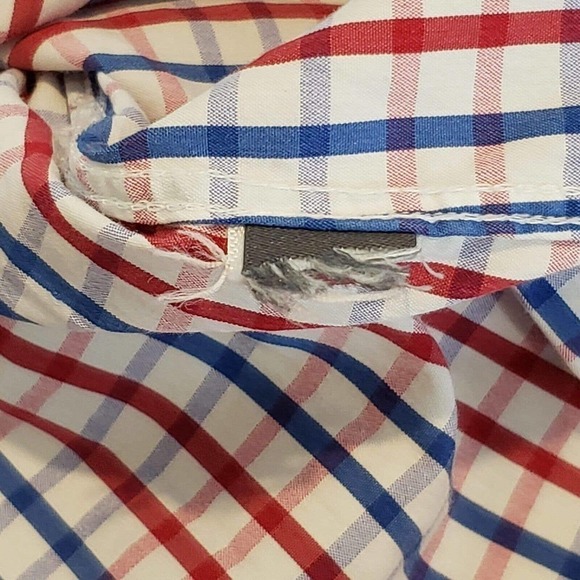 Bonobos Men's 16/34 M Long Sleeve Red Blue Plaid Button Down Tailored Slim Fit - Picture 7 of 8